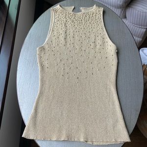 Vintage women’s gold camisole with pearl and beading on front.
